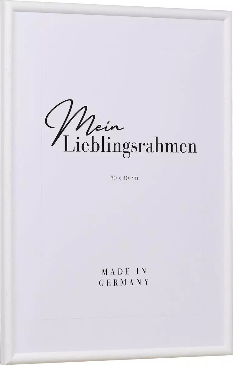 Seitenansicht eines klassischen, offenporigen, weissen Holzrahmens mit schmalem Halbrundprofil