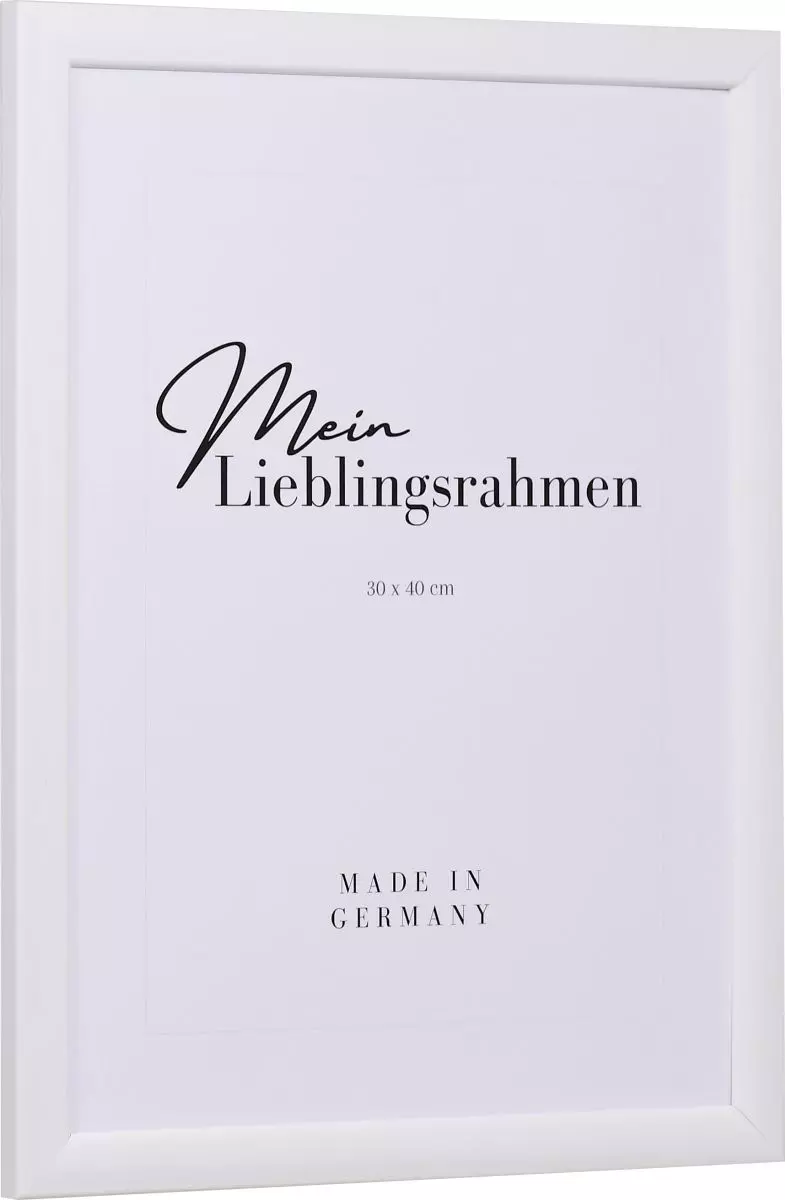 Seitenansicht eines weissen Hochglanz-Holzrahmens mit leicht abgerundeten Kanten