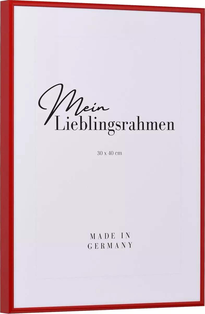 Seitenansicht eines roten, sehr formstabilen Aluminiumrahmens mit patentiertem Eckverbindersystem 