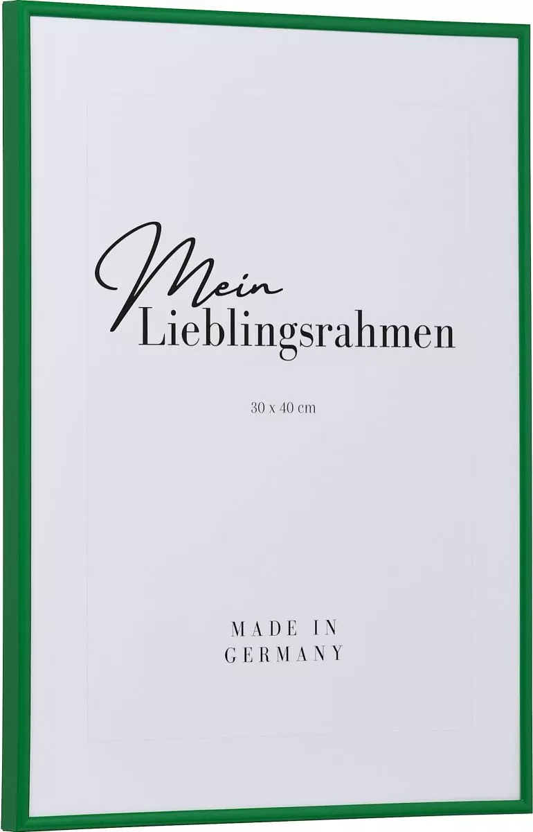 Seitenansicht eines grünen, schmalen Kunststoffrahmens mit Halbrundprofil