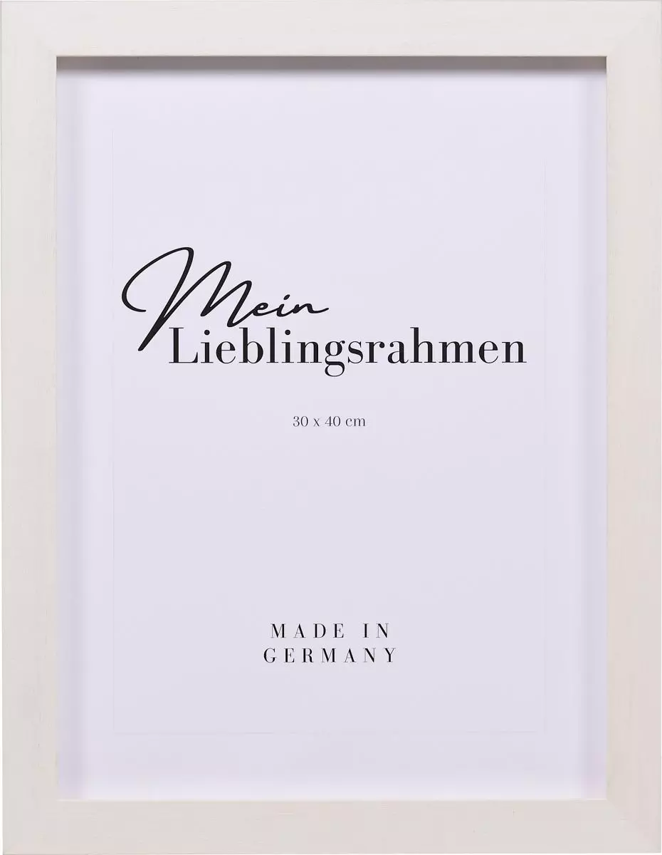 Frontansicht eines weissen Bilderrahmens für Leinwände, offenporig lackiert 