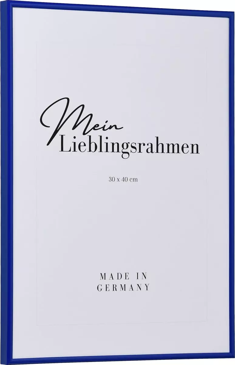 Seitenansicht eines blauen, schmalen Kunststoffrahmens mit Halbrundprofil