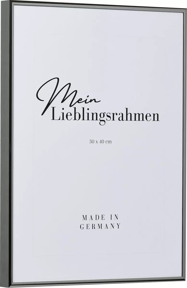 Seitenansicht eines antiksilbernen, sehr formstabilen Aluminiumrahmens mit patentiertem Eckverbindersystem 