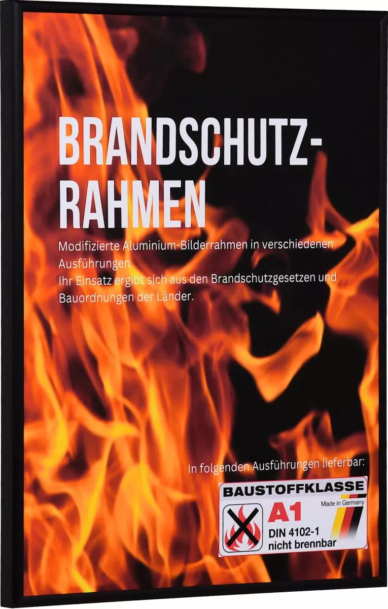 Seitenansicht  eines Brandschutzrahmens mit Halbrundprofil aus schwarzem, eloxiertem Aluminium