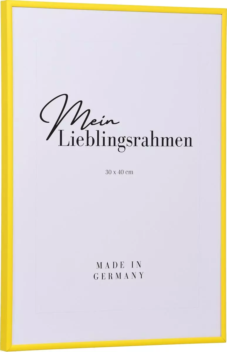 Seitenansicht eines gelben, schmalen Kunststoffrahmens mit Halbrundprofil