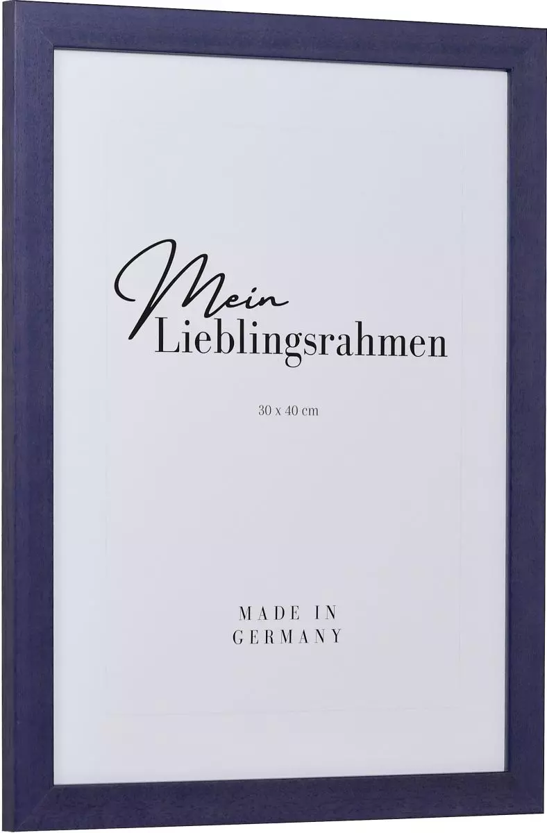 Seitenansicht eines fliederfarbenen Bilderrahmens mit sichtbarer Holzstruktur,  glatter Oberfläche und kantigem, schlichtem Profil