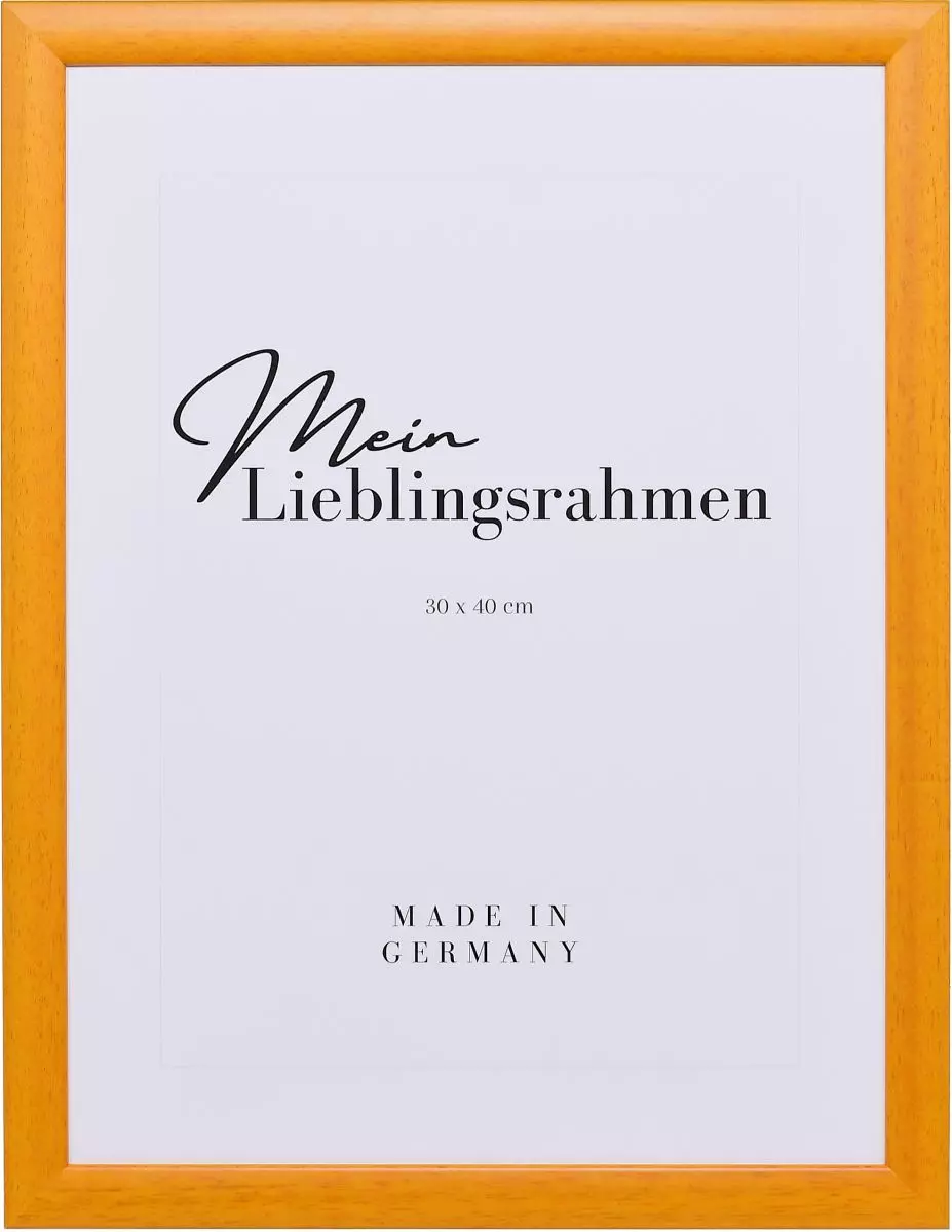 Frontansicht eines honigfarbenen Holzrahmens mit leicht abgerundeten Kanten 