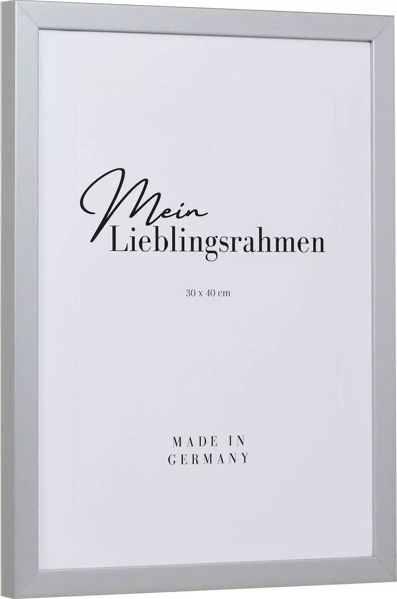 Seitenansicht eines silbernen Bilderrahmens mit geschlossener, glatter Oberfläche und würfelförmigem Profil