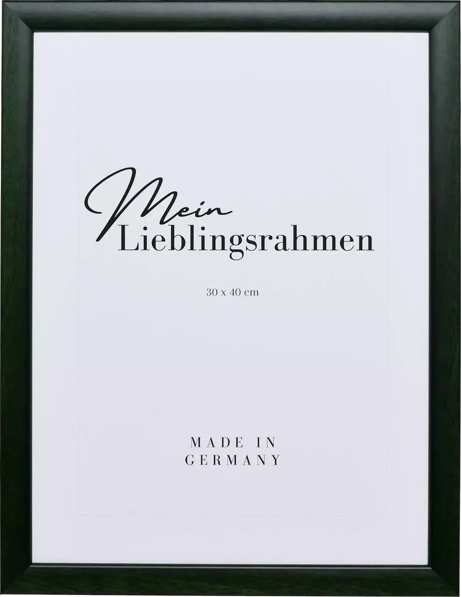 Frontansicht eines tannengrünen Holzrahmens mit leicht abgerundeten Kanten 