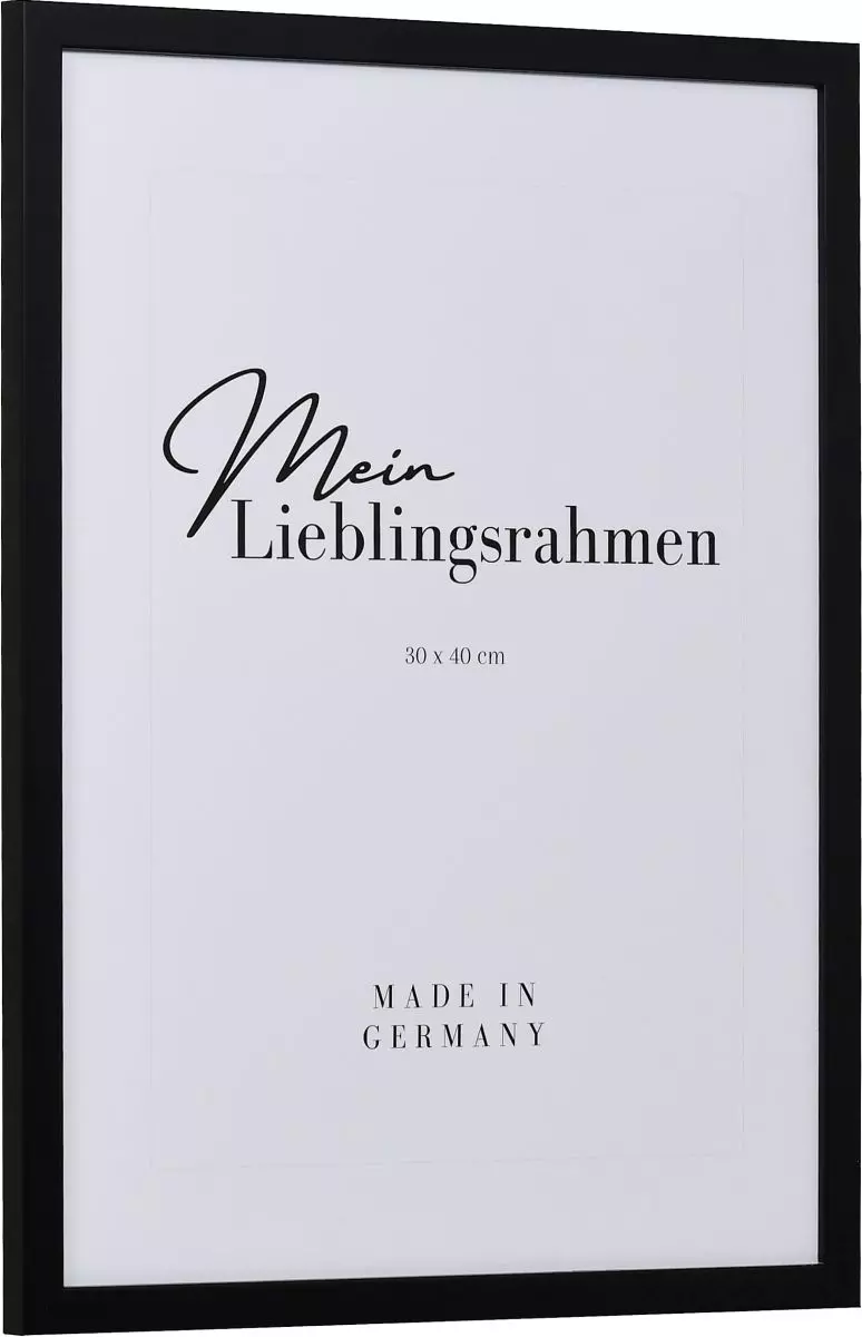 Seitenansicht eines schmalen, schwarz lackierten Bilderrahmens mit sichtbarer Holzstruktur und glatter Oberfläche