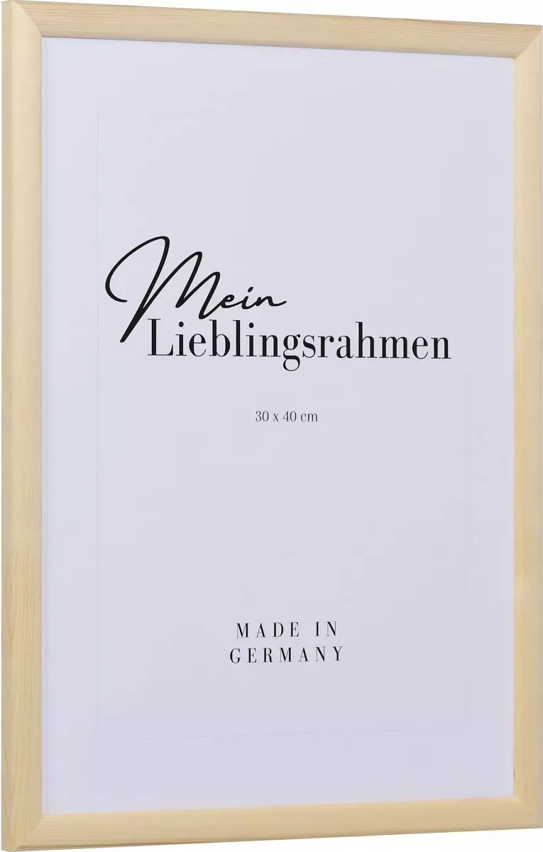 Seitenansicht eines naturbelassenen Holzrahmens Kiefer mit schmalem, einfachen Halbrundprofil 